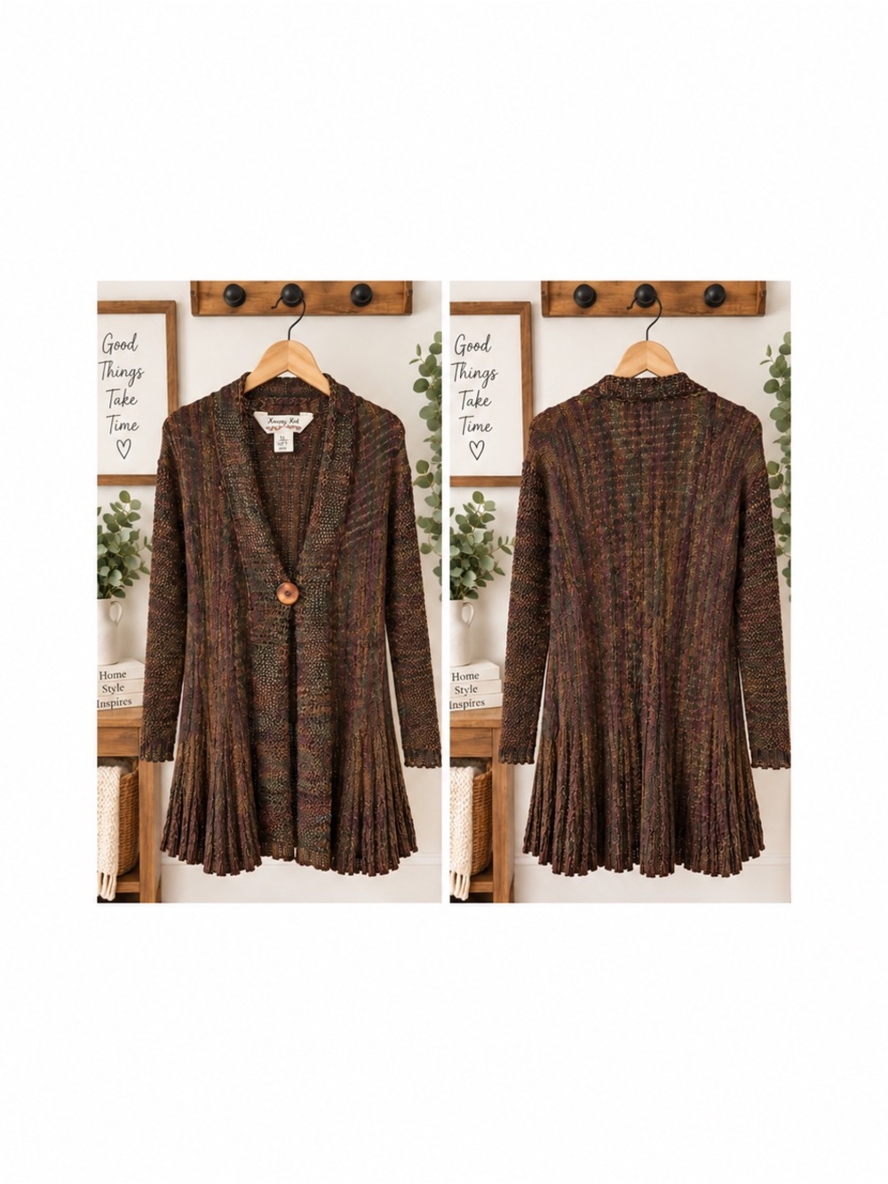 Krazy Kat XL Multicolor Metallic Open Knit Cardigan Sweater